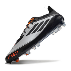 Bota de fútbol Adidas F50 Elite gris y negra para terreno firme (FG)