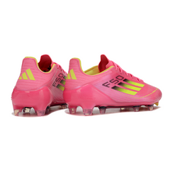 Botas de fútbol Adidas F50 Elite rosa y verde para terreno firme (FG)