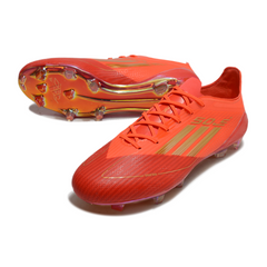 Botas de fútbol Adidas F50 Elite rojas y amarillas para terreno firme (FG)