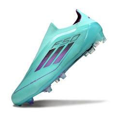 Botas de fútbol Adidas F50 Elite sin cordones azul claro para terreno firme FG