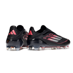 Botas de fútbol Adidas F50 Elite sin cordones, color negro, blanco y rojo, para terreno firme FG