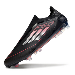 Botas de fútbol Adidas F50 Elite sin cordones, color negro, blanco y rojo, para terreno firme FG