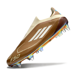 Adidas F50 Elite No Laces Messi Brown and Light Blue Mixed Studs SG Football Boot