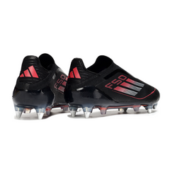 Scarpa da calcio Adidas F50 Elite SG senza lacci, nera, bianca e rossa, con tacchetti misti