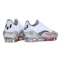 Botas de fútbol Adidas F50 Elite sin cordones, blancas, Messi Pack, con tacos mixtos SG