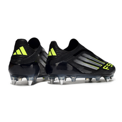 Botas de fútbol Adidas F50 Elite sin cordones, color negro, blanco y verde, con tacos combinados SG