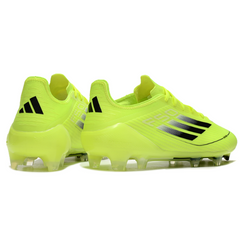 Bota de fútbol Adidas F50 Elite verde y plateada para terreno firme (FG)