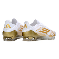 Scarpa da calcio Adidas F50 Primeknit Elite bianca e oro per terreni compatti FG