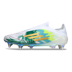 Scarpa da calcio Adidas F50 Elite SG senza lacci con tacchetti misti bianchi e verdi