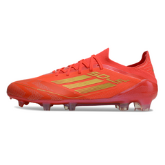 Scarpa da calcio Adidas F50 Primeknit Elite rossa e gialla per terreni compatti FG