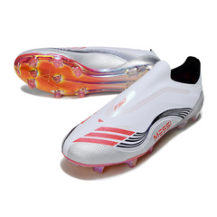 Botas de fútbol Adidas F50 Elite sin cordones, color blanco, para terreno firme FG