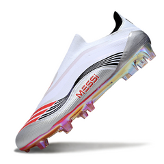 Botas de fútbol Adidas F50 Elite sin cordones, color blanco, para terreno firme FG