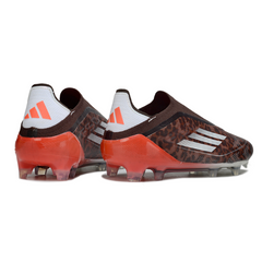 Botas de fútbol Adidas F50 Elite sin cordones, color marrón y rojo, para terreno firme (FG).
