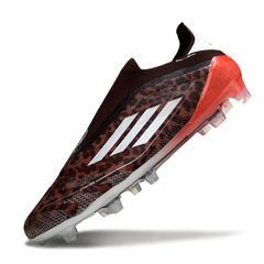 Botas de fútbol Adidas F50 Elite sin cordones, color marrón y rojo, para terreno firme (FG).