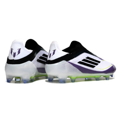 Botas de fútbol Adidas F50 Elite sin cordones, negras y azules, para terreno firme (FG).