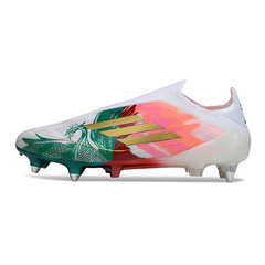 Scarpa da calcio Adidas F50 Elite SG senza lacci con tacchetti misti bianchi, rossi e verdi