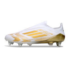Adidas F50 Elite No Laces White and Gold Mixed Studs SG Football Boot