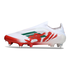 Scarpa da calcio Adidas F50 Elite SG senza lacci con tacchetti misti bianchi e rossi
