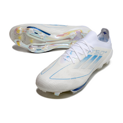 Scarpa da calcio Adidas F50+ Elite bianca e blu per terreni compatti FG