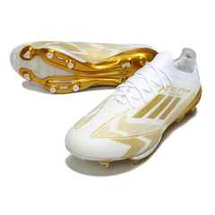 Scarpa da calcio Adidas F50+ Elite bianca e oro per terreni compatti FG