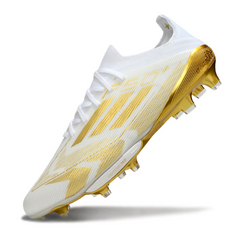 Scarpa da calcio Adidas F50+ Elite bianca e oro per terreni compatti FG