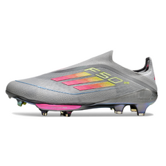 Scarpa da calcio Adidas F50+ Elite Laceless Grigio Rosa e Giallo per terreni compatti FG