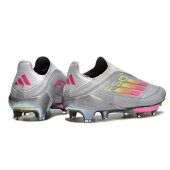 Scarpa da calcio Adidas F50+ Elite Laceless Grigio Rosa e Giallo per terreni compatti FG