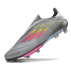 Scarpa da calcio Adidas F50+ Elite Laceless Grigio Rosa e Giallo per terreni compatti FG