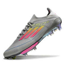 Botas de fútbol Adidas F50 Plus Elite SG con tacos mixtos en gris, rosa y amarillo