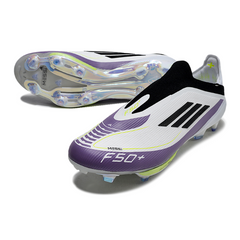 Scarpa da calcio Adidas F50+ Elite Laceless nera e arancione per terreni compatti FG