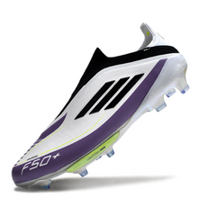 Scarpa da calcio Adidas F50+ Elite Laceless nera e arancione per terreni compatti FG