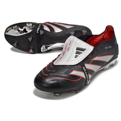 Scarpa da calcio Adidas Predator 25 Elite Tongue nera, argento e rossa per terreni compatti FG