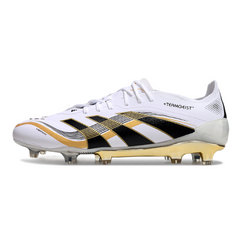 Scarpa da calcio Adidas Predator 25 Elite bianca e oro per terreni compatti FG