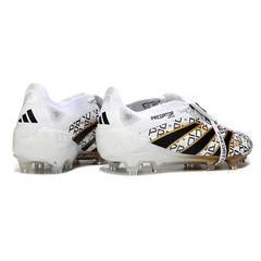 Scarpa da calcio Adidas Predator 25 Elite Tongue bianco oro e nero per terreni compatti FG