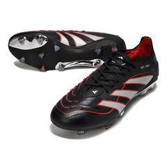 Scarpa da calcio Adidas Predator 25 Elite nera, argento e rossa per terreni compatti FG