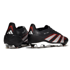 Scarpa da calcio Adidas Predator 25 Elite nera, argento e rossa per terreni compatti FG