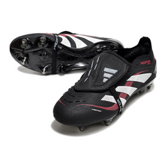 Scarpa da calcio Adidas Predator 25 Elite Tongue nera e rossa per terreni compatti FG