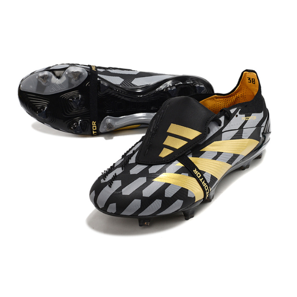 Chuteira Campo Adidas Predator 30 Elite Com Lingua FG Cinza, Preta e Amarela - VENI Futebol