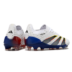 Scarpa da calcio Adidas Predator 30 Elite bianca, blu e arancione per terreni compatti FG