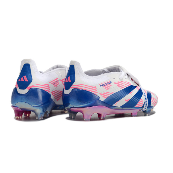 Chuteira Campo Adidas Predator 30 Elite Com Lingua FG Branca, Azul e Rosa - VENI Futebol