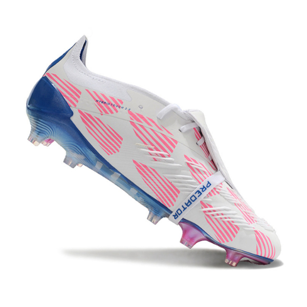 Chuteira Campo Adidas Predator 30 Elite Com Lingua FG Branca, Azul e Rosa - VENI Futebol