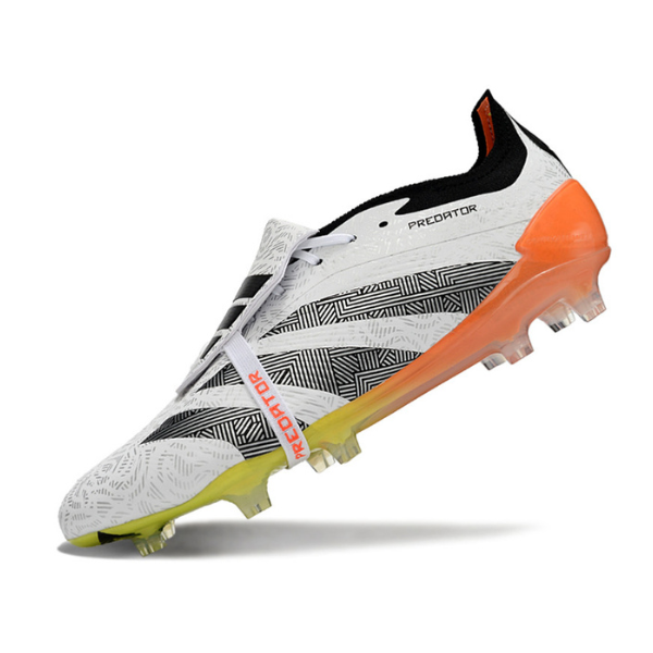 Chuteira Campo Adidas Predator 30 Elite Com Lingua FG Branca, Laranja e Cinza - VENI Futebol