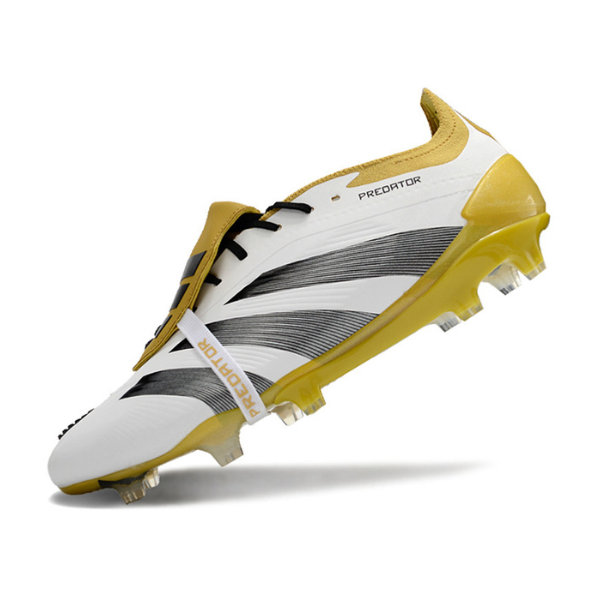 Chuteira Campo Adidas Predator 30 Elite Com Lingua FG Branca e Dourada - VENI Futebol