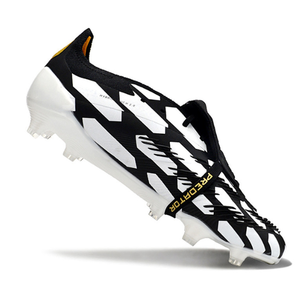 Chuteira Campo Adidas Predator 30 Elite Com Lingua FG Preta, Branca e Amarela - VENI Futebol