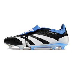 Chuteira Campo Adidas Predator 30 Elite Com Lingua FG Preta, Branca e Azul - VENI Futebol