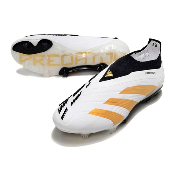 Chuteira Campo Adidas Predator 30 Elite Sem Cadarço FG Branca, Amarela e Preta - VENI Futebol