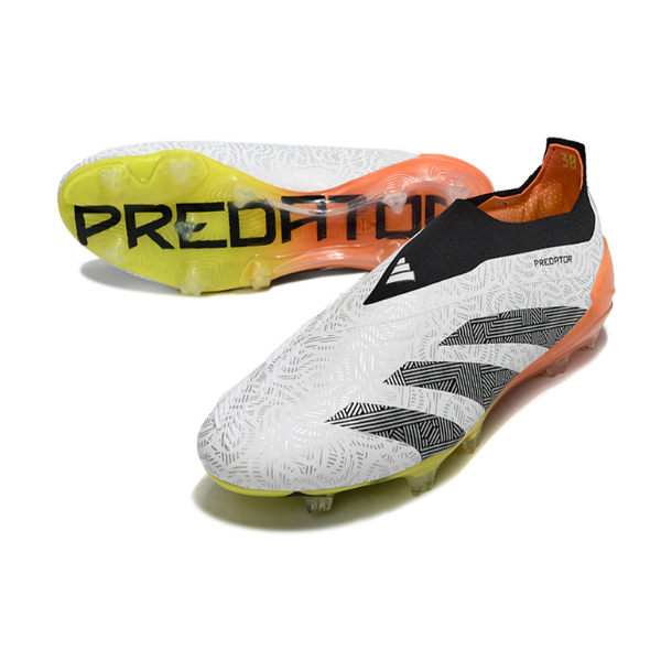 Chuteira Campo Adidas Predator 30 Elite Sem Cadarço FG Branca, Laranja e Cinza - VENI Futebol