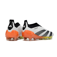 Chuteira Campo Adidas Predator 30 Elite Sem Cadarço FG Branca, Laranja e Cinza - VENI Futebol