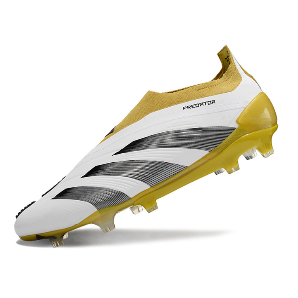 Chuteira Campo Adidas Predator 30 Elite Sem Cadarço FG Branca e Amarela - VENI Futebol