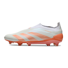 Scarpa da calcio Adidas Predator 30 Elite Laceless bianca e arancione per terreni compatti FG